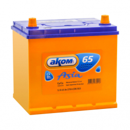 Аккумулятор АКОМ (Akom) Asia 65 Ач 570A обр. пол. (232x173x225) 65D23L с бортиком