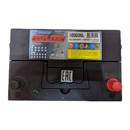 Автомобильный аккумулятор Solite Silver 105D26L BH 95 Ач 710А обр. пол. (260x175x225) с бортиком