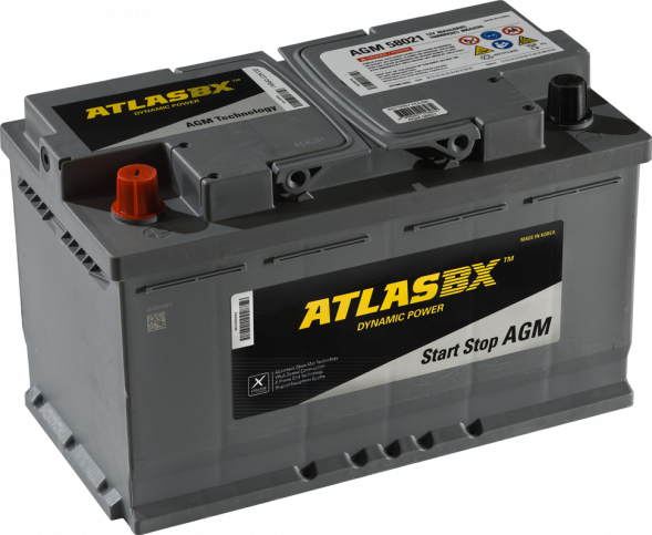 Автомобильный аккумулятор ATLAS AGM 80 Ач 800A прям. пол. (315x175x190) SA 58021 Start Stop