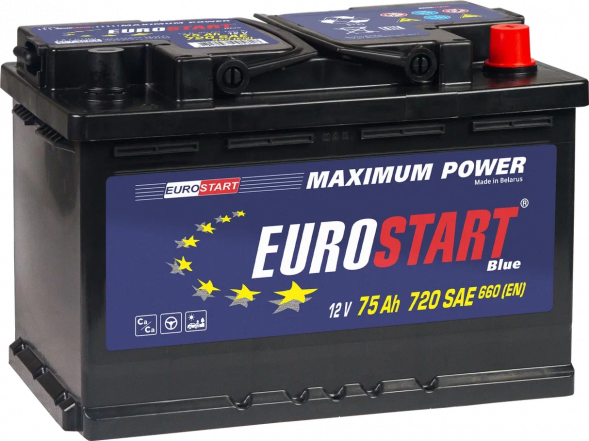 Автомобильный аккумулятор Eurostart Blue 75 Ач 640A обр. пол. (278x175x190) EB750