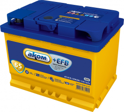 Аккумулятор АКОМ (Akom) EFB 65 Ач 670А прям пол. (242x175x190) Росс. авто