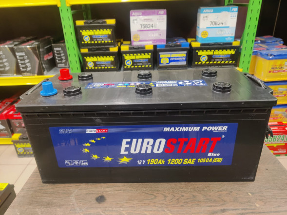 Автомобильный аккумулятор Eurostart Blue 190 Ач 1050А обр. пол. (513x223x223) EBT1903 без борта