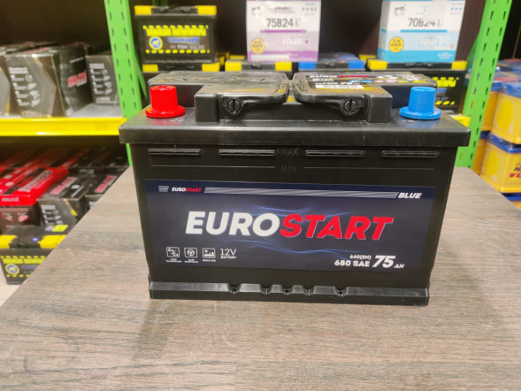 Автомобильный аккумулятор Eurostart Blue 75 Ач 640A прям. пол. (278x175x190) EB751