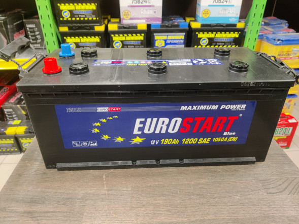 Автомобильный аккумулятор Eurostart Blue 190 Ач 1050А прям. пол. (513x223x223) EBT1904 борт