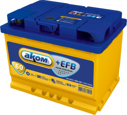 Аккумулятор АКОМ (Akom) EFB 60 Ач 600A прям. пол. (242x175x190) Росс. авто