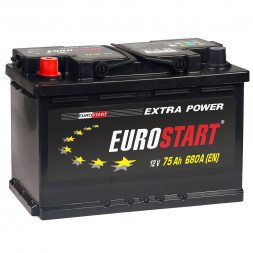 Аккумулятор Eurostart Extra 75 Ач 680A прям. пол. (278x175x190) EU751