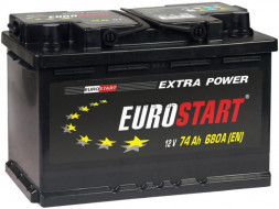 Аккумулятор Eurostart Extra 74 Ач 680A обр. пол. (278x175x175) низкий EU740