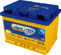 Аккумулятор АКОМ (Akom) EFB 65 Ач 670А обр. пол. (242x175x190) Евро авто