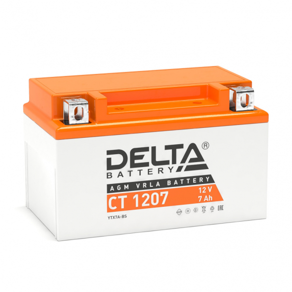 Аккумулятор Delta CT 1207, 12V 7Ah, 105А (152x87x95) YTX7A-BS