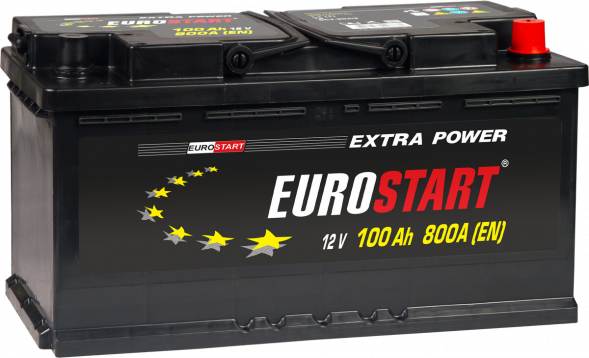 Автомобильный аккумулятор Eurostart Extra 100 Ач 800A обр. пол. (353x175x190) EU1000