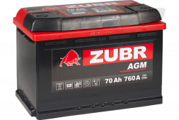 Аккумулятор ZUBR AGM 70 Ач 760A (278x175x190) обр. пол.