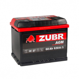 Аккумулятор ZUBR AGM 60 Ач 630A (242x175x190) обр. пол.