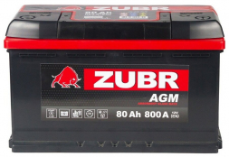Аккумулятор ZUBR AGM 80 Ач 800A (315x175x190) обр. пол.