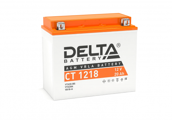 Аккумулятор Delta CT 1218, 12V 18Ah, 270А (177x88x154) YTX20-BS, YB16-B, YB18-A