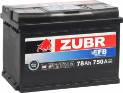 Аккумулятор ZUBR EFB 78 Ач 750А обр. пол. (278x175x190) ZE780