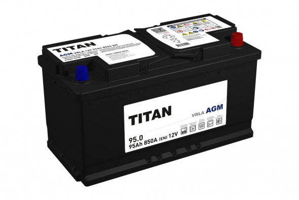 Автомобильный аккумулятор TITAN AGM 95 Ач 850A обр. пол. (353x175x190) 6СТ-95.0 VRLA