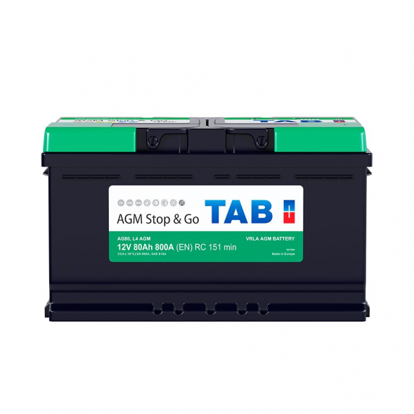 Автомобильный аккумулятор Tab AGM Stop-n-Go 80R (800A 315x175x190) 213080