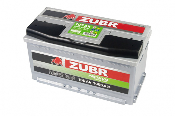 Автомобильный аккумулятор ZUBR Premium 105 Ач 1000A обр. пол. (353x175x190) ZP1050