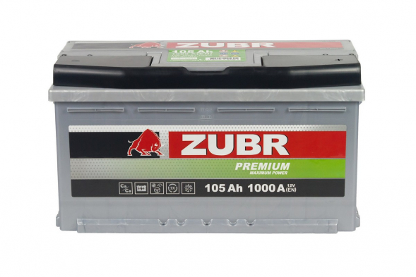 Автомобильный аккумулятор ZUBR Premium 105 Ач 1000A обр. пол. (353x175x190) ZP1050