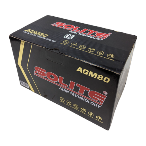 Автомобильный аккумулятор Solite AGM 80 Ач 800A обр. пол. (315x175x190) Start Stop