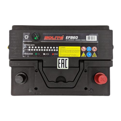 Автомобильный аккумулятор Solite EFB 60 Ач 560A обр. пол. (242х175х190) Start Stop