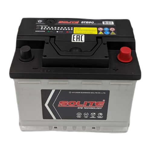 Автомобильный аккумулятор Solite EFB 60 Ач 560A обр. пол. (242х175х190) Start Stop