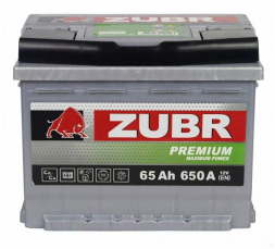 Аккумулятор ZUBR Premium 65 Ач 650A обр. пол. (242x175x175) ZP650 низкий