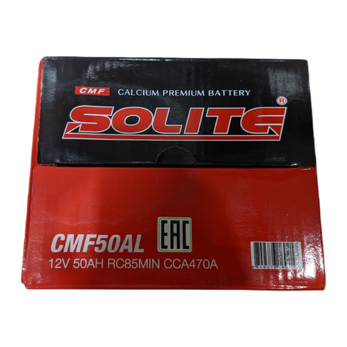 Автомобильный аккумулятор Solite 50AL 50 Ач 470А обр. пол. (206x172x184) с бортиком