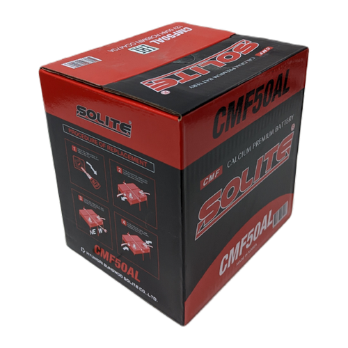 Автомобильный аккумулятор Solite 50AL 50 Ач 470А обр. пол. (206x172x184) с бортиком