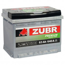 Аккумулятор ZUBR Premium 63 Ач 640А обр. пол. (242x175x190) ZP630