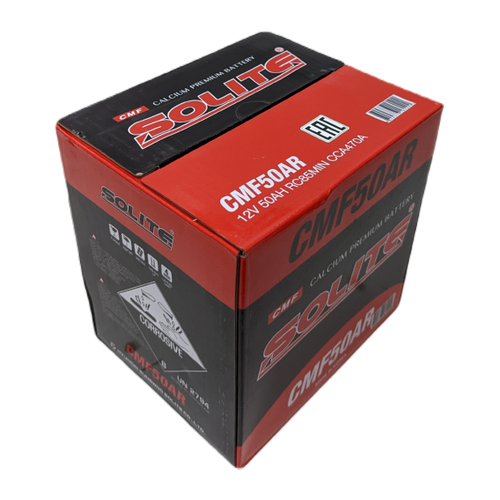 Автомобильный аккумулятор Solite 50AR 50 Ач 470А прям. пол. (206x172x184) с бортиком