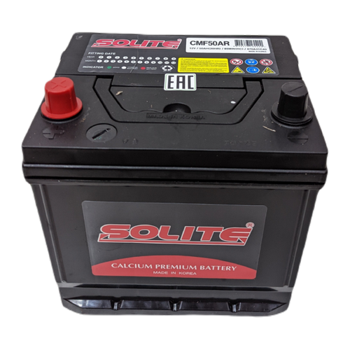 Автомобильный аккумулятор Solite 50AR 50 Ач 470А прям. пол. (206x172x184) с бортиком