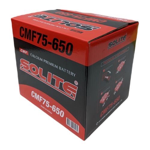 Автомобильный аккумулятор Solite 75-650 75 Ач 630А (230x179x184) боковые клеммы