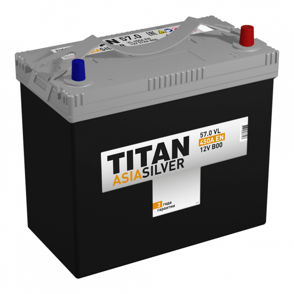 Автомобильный аккумулятор Titan Asia Silver 57R (480А 238x129x225)