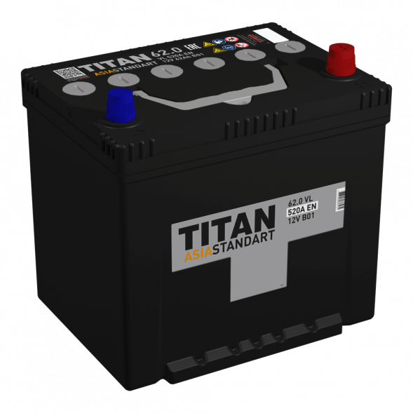 Автомобильный аккумулятор Titan Asia Standart 62 Ач 520А обр. пол. (230x173x225) 6СТ-62.0 VL нижн. крепл.