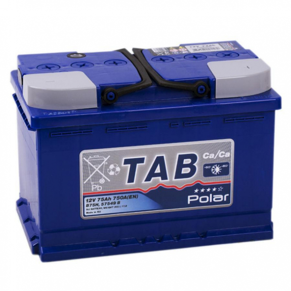 Автомобильный аккумулятор Tab Polar 75 Ач 750A обр. пол. 121075 (278x175x190) 57549 B 75H