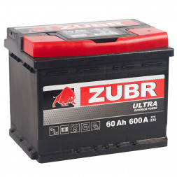 Аккумулятор ZUBR Ultra 60 Ач 600А обр. пол. (242x175x190) ZU600