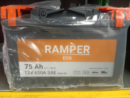 Аккумулятор Ramper 75 Ач 650A обр. пол. (278x175x190) Евро авто
