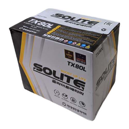 Автомобильный аккумулятор Solite TAXI 80L 80Ач 640A обр. пол. (262x175x220) с бортиком