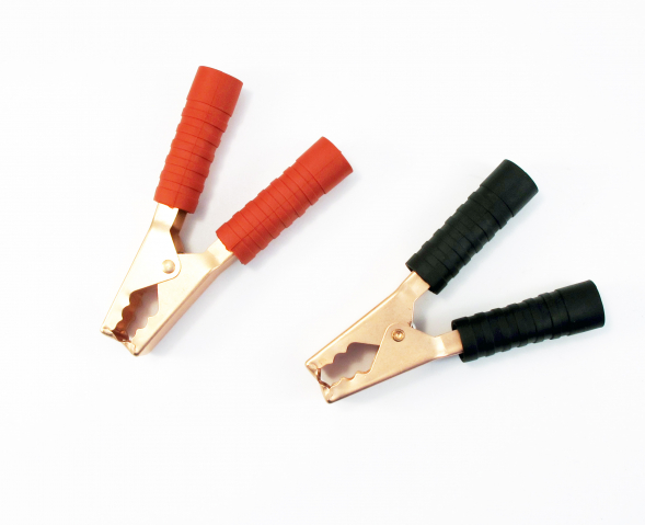 Комплект зажимов крокодил черный и красный 140 мм (300-500 А) Вымпел 5258