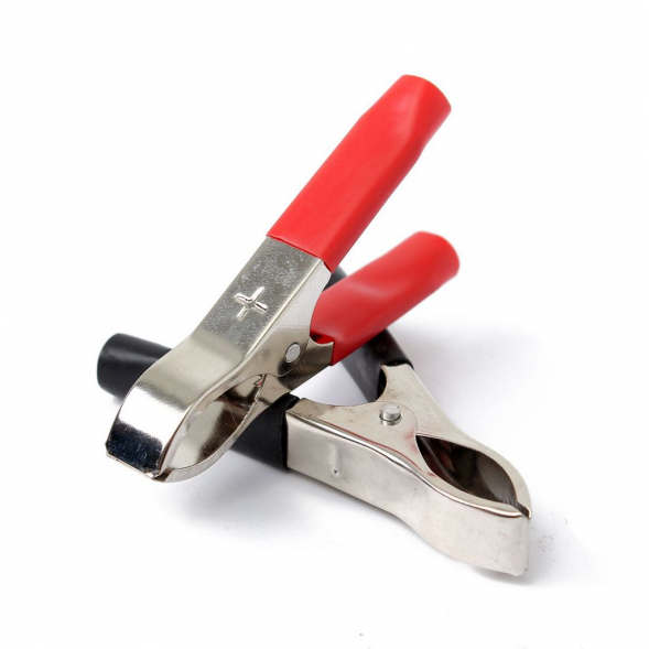 Комплект зажимов крокодил черный и красный 75 мм (30-50 А) Вымпел 5255