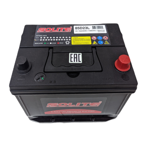 Автомобильный аккумулятор Solite 85D23L BH 70 Ач 580A обр. пол. (230x173x205) с бортиком
