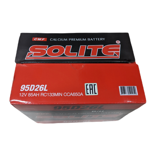 Автомобильный аккумулятор Solite 95D26L BH 85 Ач 650A обр. пол. (260x168x220) с бортиком