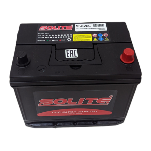 Автомобильный аккумулятор Solite 95D26L BH 85 Ач 650A обр. пол. (260x168x220) с бортиком