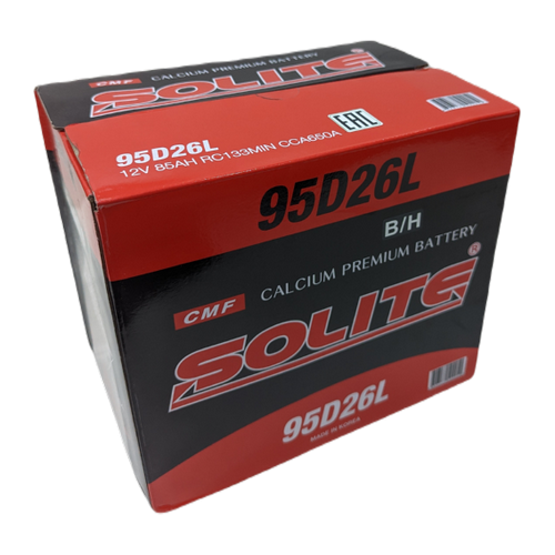 Автомобильный аккумулятор Solite 95D26L BH 85 Ач 650A обр. пол. (260x168x220) с бортиком