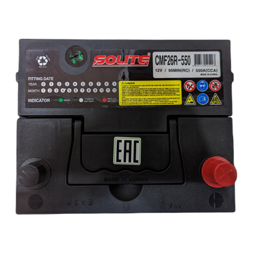 Автомобильный аккумулятор Solite 26R-550 60 Ач 550А обр. пол. (206x172x205) с бортиком