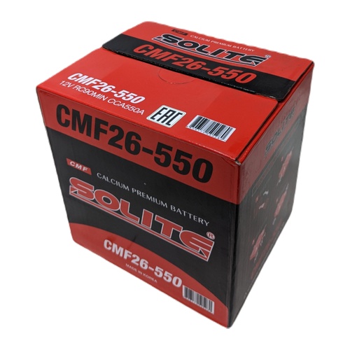 Автомобильный аккумулятор Solite 26-550 60 Ач 550А прям. пол. (206x172x205) с бортиком