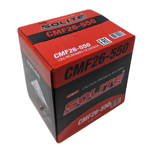 Автомобильный аккумулятор Solite 26-550 60 Ач 550А прям. пол. (206x172x205) с бортиком