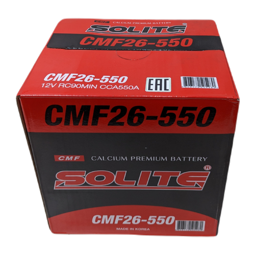 Автомобильный аккумулятор Solite 26-550 60 Ач 550А прям. пол. (206x172x205) с бортиком