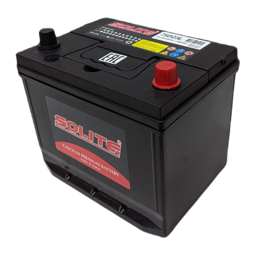 Автомобильный аккумулятор Solite 75D23L BH 65 Ач 550A обр. пол. (232x173x225) с бортиком